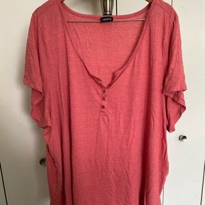 Torrid pink Henley slub knit shirt